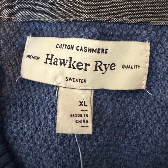 Hawker Rye Cotton Cashmere Crewneck Sweater Pullover Blue NWT Size XL - Picture 7 of 9